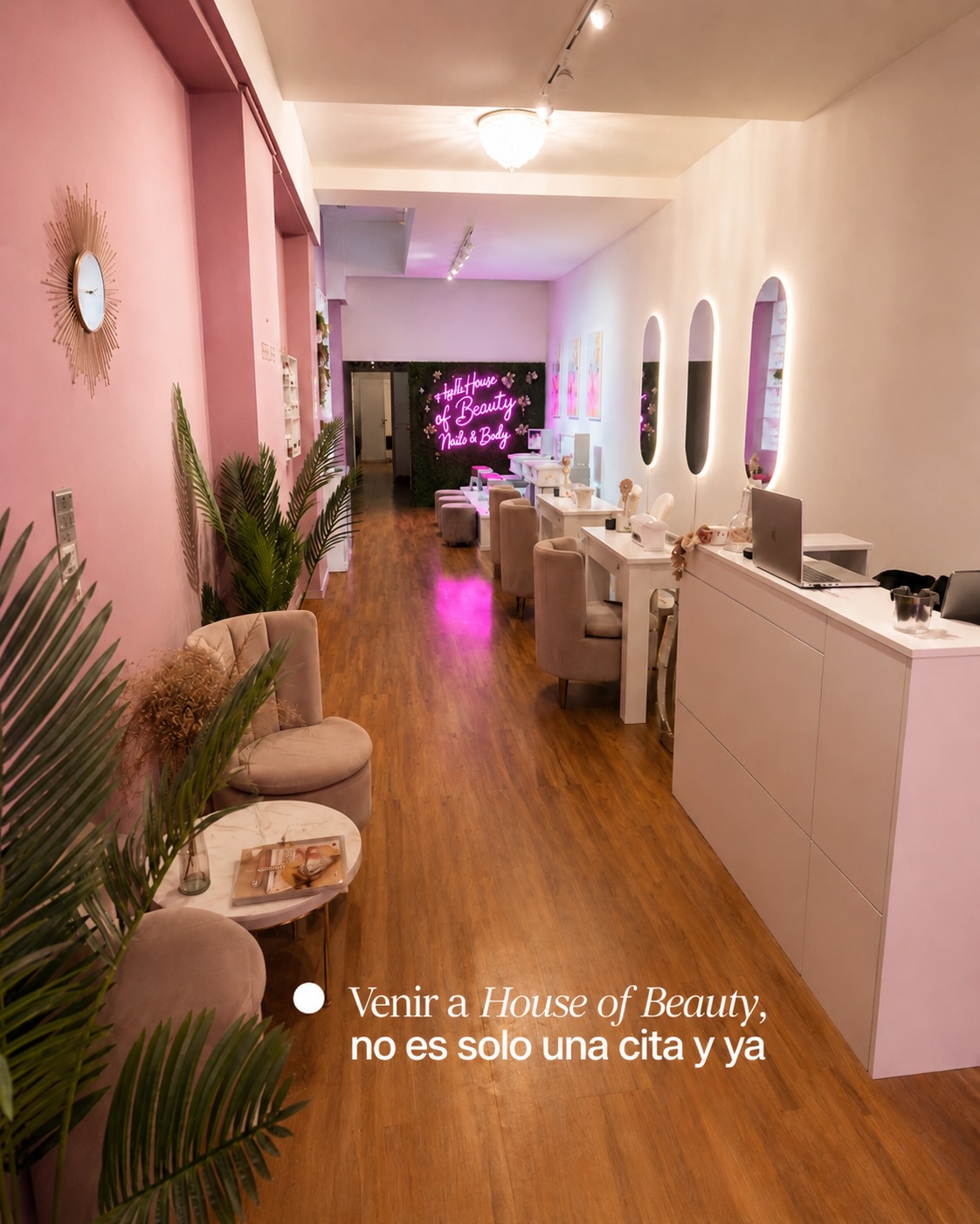 Interior y detalle del salon House of Beauty.